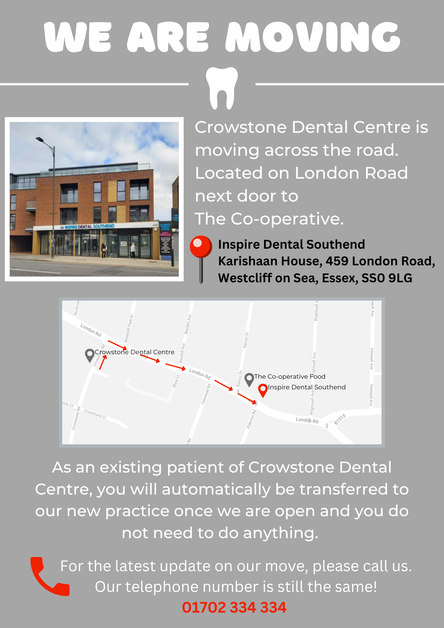September 2022 Crowstone Dental Centre is moving!